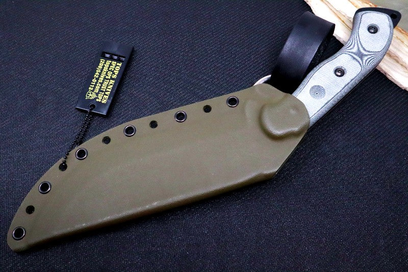 Tops Bushcrafter Khukuri 7.0 - 1095 Steel / Black Linen Micarta Handle / OD Green Kydex Sheath BRUK-01
