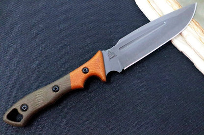 Tops Norseman - 1095 Steel / Orange & OD Green Canvas Micarta Handle / Coyote Tan Kydex Sheath VTAC-01