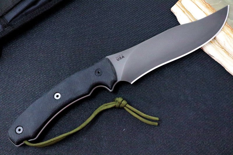 Tops Longhorn Bowie Black River Wash - 1095 Steel / Black Linen Micarta Handle / Black Ballistic Nylon Sheath LONGB-BRW