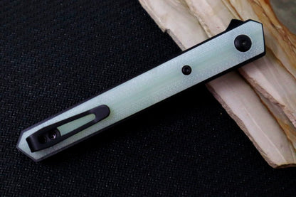 Boker Plus Kwaiken Air Mini Flipper - Jade Natural G-10 Handle Inlays / Black Blade / VG-10 Steel 01BO331