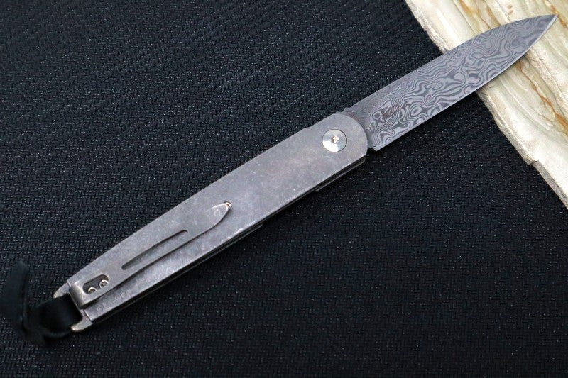Boker Plus LRF Front Flipper - Titanium Handle Scales / 110 Layer Stainless Damascus 01BO174DAM