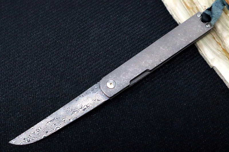 Boker Plus Nori Front Flipper - Titanium Handle Scales / 110 Layer Stainless Damascus 01BO897DAM