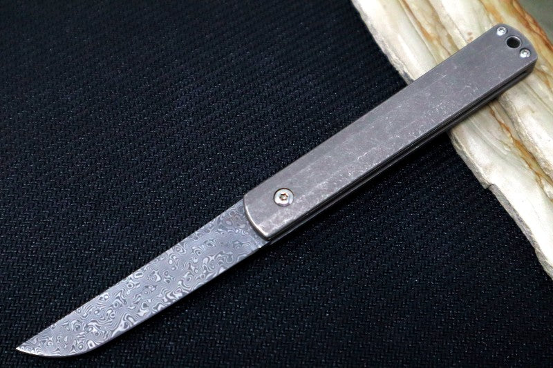 Boker Plus Wasabi Front Flipper Slipjoint - Titanium Handle Scales / 110 Layer Stainless Damascus 01BO634DAM