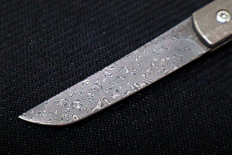 Boker Plus Wasabi Front Flipper Slipjoint - Titanium Handle Scales / 110 Layer Stainless Damascus 01BO634DAM