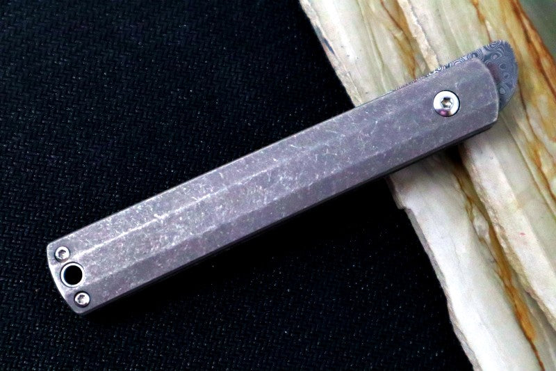 Boker Plus Wasabi Front Flipper Slipjoint - Titanium Handle Scales / 110 Layer Stainless Damascus 01BO634DAM