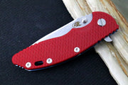Rick Hinderer Knives XM-18 - Tri Way Pivot- 3.5" Recurve Blade / Stonewash Finish / Red G-10 Handle / Blue Ano Finished Frame - Northwest Knives