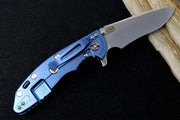 Rick Hinderer Knives XM-18 - Tri Way Pivot- 3.5" Recurve Blade / Stonewash Finish / Blue G-10 Handle / Blue Ano Finished Frame - Northwest Knives