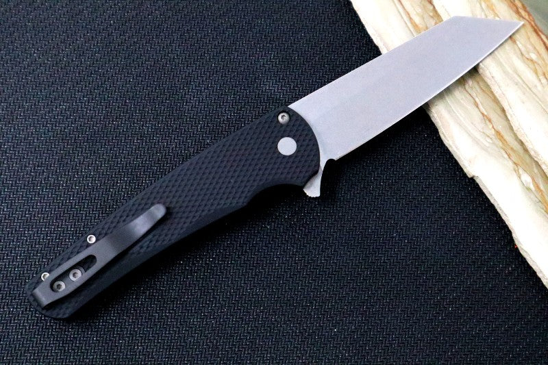 Pro Tech Malibu - Reverse Tanto / Stonewash 20CV blade / Black Textured Aluminum Handle 5205
