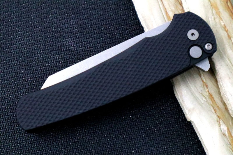 Pro Tech Malibu - Reverse Tanto / Stonewash 20CV blade / Black Textured Aluminum Handle 5205 - Northwest Knives