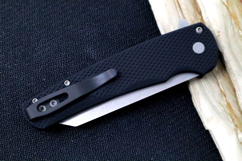 Pro Tech Malibu - Reverse Tanto / Stonewash 20CV blade / Black Textured Aluminum Handle 5205