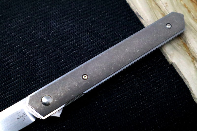 Boker Plus Kwaiken Air Flipper - Silver Titanium Handle / Satin Blade / VG-10 Steel 01BO169