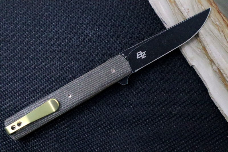 Boker Plus Urban Trapper Flipper Linear - Green Canvas Micarta Handle / Black Blade / VG-10 Steel 01BO705