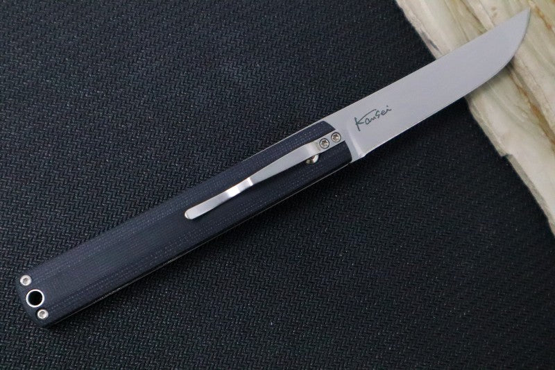 Boker Plus Wasabi Front Flipper Slipjoint - Black G-10 Handle Scales / Satin 440C Blade 01BO630