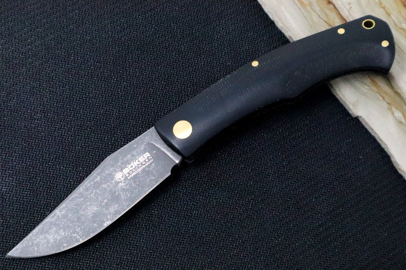 Boker Boxer EDC Black - Stonewash M390 Blade / Black Micarta Handle 111129