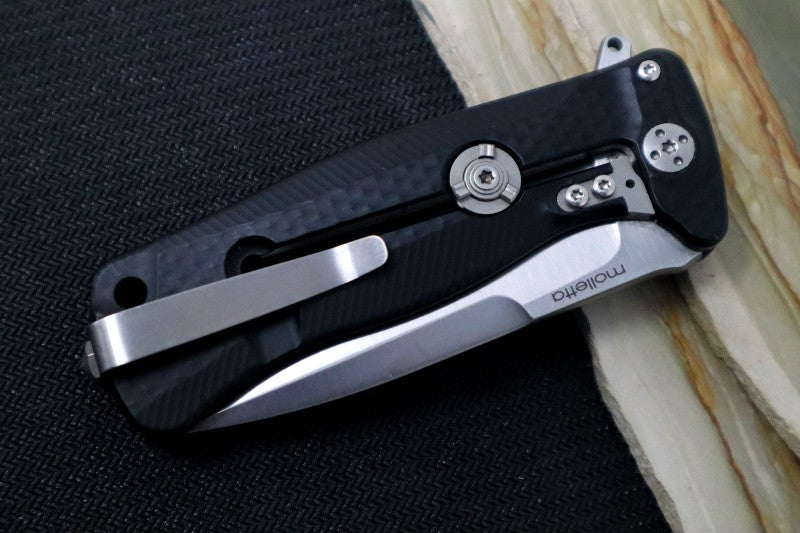 Lionsteel SR-22 Black Aluminum Integral Flipper - Satin Blade - SR22A-BS