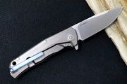 Lionsteel TRE Three Rapid Exchange Titanium Flipper - Silver Titanium Handle / M390 Steel TRE-BL - Northwest Knives