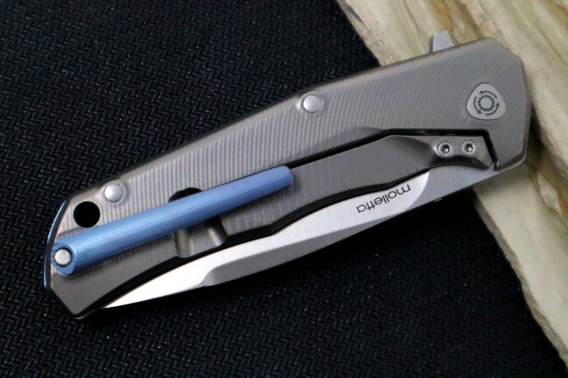 Lionsteel TRE Three Rapid Exchange Titanium Flipper - Silver Titanium Handle / M390 Steel TRE-BL