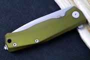 Lionsteel Myto Flipper - Satin Drop Point Blade / M390 Steel / OD Green Anodized Aluminum Handle MT01GS - Northwest Knives