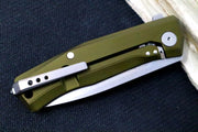 Lionsteel Myto Flipper - Satin Drop Point Blade / M390 Steel / OD Green Anodized Aluminum Handle MT01GS - Northwest Knives