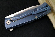 Lionsteel Myto Flipper - Satin Drop Point Blade / M390 Steel / Blue Anodized Titanium Handle MT01BL - Northwest Knives