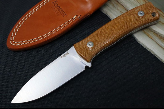 Lionsteel M4 Hunting Knife w/ Natural Canvas Micarta Handle - Fixed Blade