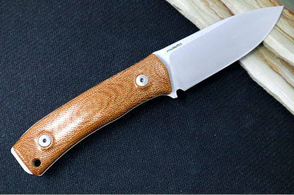 Lionsteel M4 Hunting Knife w/ Natural Canvas Micarta Handle - Fixed Blade