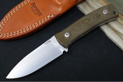Lionsteel M4 Hunting Knife w/ Green Canvas Micarta Handle - Fixed Blade - Northwest Knives