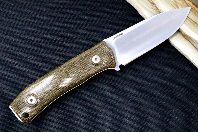 Lionsteel M4 Hunting Knife w/ Green Canvas Micarta Handle - Fixed Blade