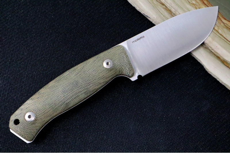 Lionsteel M2M Hunting Knife w/ Green Canvas Micarta Handle - Fixed Blade - Northwest Knives