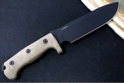 Lionsteel M7 Fixed Blade Hunting Knife - Green Canvas Micarta Handle w/ Black Blade - Northwest Knives