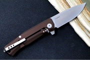 Lionsteel Myto Flipper - Stonewashed Drop Point Blade / M390 Steel / Earth Brown Anodized Aluminum Handle MT01AES - Northwest Knives