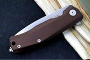 Lionsteel Myto Flipper - Stonewashed Drop Point Blade / M390 Steel / Earth Brown Anodized Aluminum Handle MT01AES - Northwest Knives