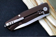Lionsteel Myto Flipper - Stonewashed Drop Point Blade / M390 Steel / Earth Brown Anodized Aluminum Handle MT01AES - Northwest Knives
