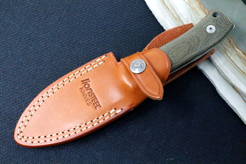 Lionsteel M4 Hunting Knife w/ Green Canvas Micarta Handle - Fixed Blade