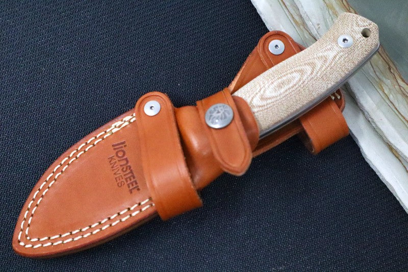 Lionsteel M2M Hunting Knife w/ Natural Canvas Micarta Handle - Fixed Blade - Northwest Knives