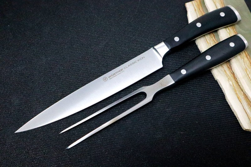 Wusthof Classic Ikon - 2pc Carving Set - Fully forged German stainless steel (X50 CrMoV 15) - Made in Solingen, Germany - Northwest Knives