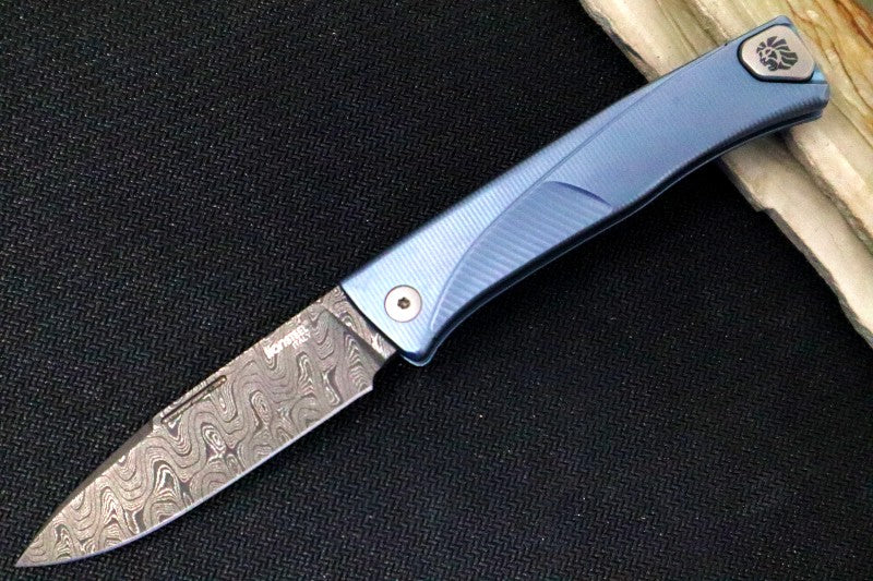 Lionsteel Thrill Slip Joint - Blue Titanium Handle / Chad Nichols Damascus Steel - TLDBL - Northwest Knives