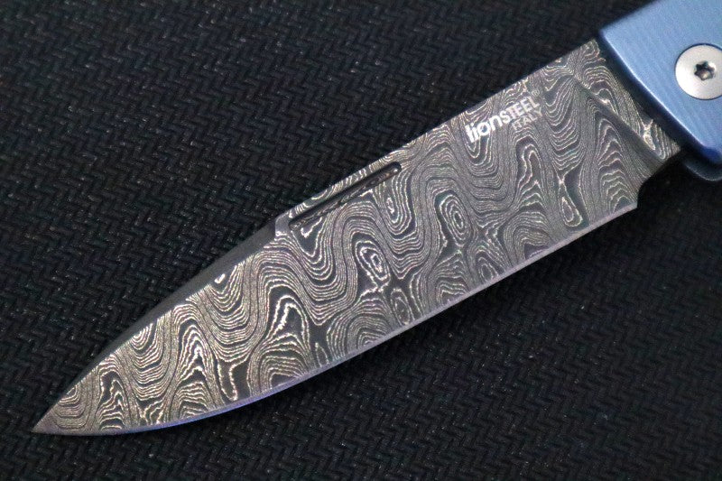 Lionsteel Thrill Slip Joint - Blue Titanium Handle / Chad Nichols Damascus Steel - TLDBL