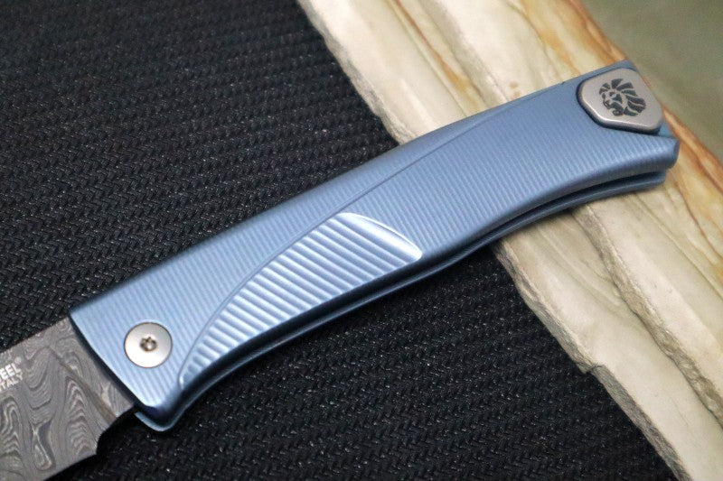 Lionsteel Thrill Slip Joint - Blue Titanium Handle / Chad Nichols Damascus Steel - TLDBL - Northwest Knives