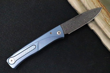 Lionsteel Thrill Slip Joint - Blue Titanium Handle / Chad Nichols Damascus Steel - TRDBL