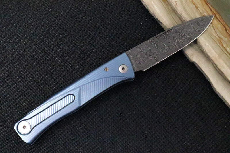 Lionsteel Thrill Slip Joint - Blue Titanium Handle / Chad Nichols Damascus Steel - TLDBL