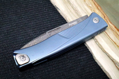 Lionsteel Thrill Slip Joint - Blue Titanium Handle / Chad Nichols Damascus Steel - TRDBL