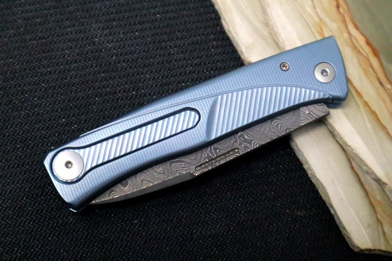 Lionsteel Thrill Slip Joint - Blue Titanium Handle / Chad Nichols Damascus Steel - TLDBL