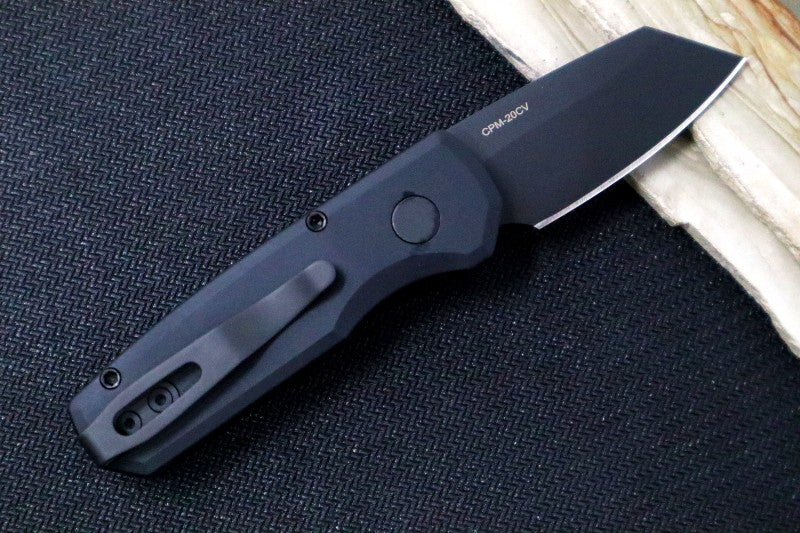 Pro Tech Runt Auto - Black Aluminum Handle / Black DLC Reverse Tanto Blade / CPM-20CV Steel R5203