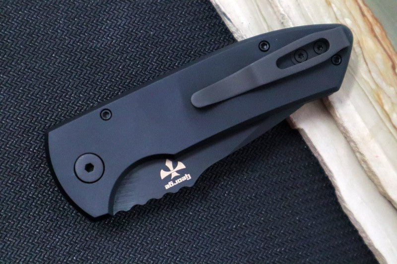 Pro Tech SBR Auto LEFT HAND - Black Aluminum Handle / Black Blade LG403-LH