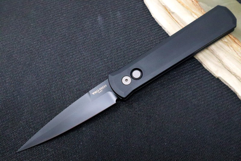 Pro Tech Godfather Auto - Black Aluminum Handle / Black Blade 921 - Northwest Knives