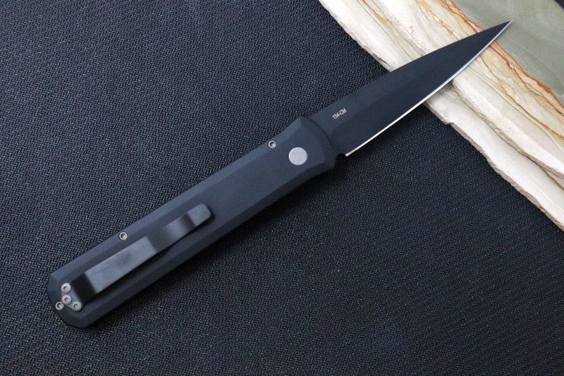 Pro Tech Godfather Auto - Black Aluminum Handle / Black Blade 921 - Northwest Knives