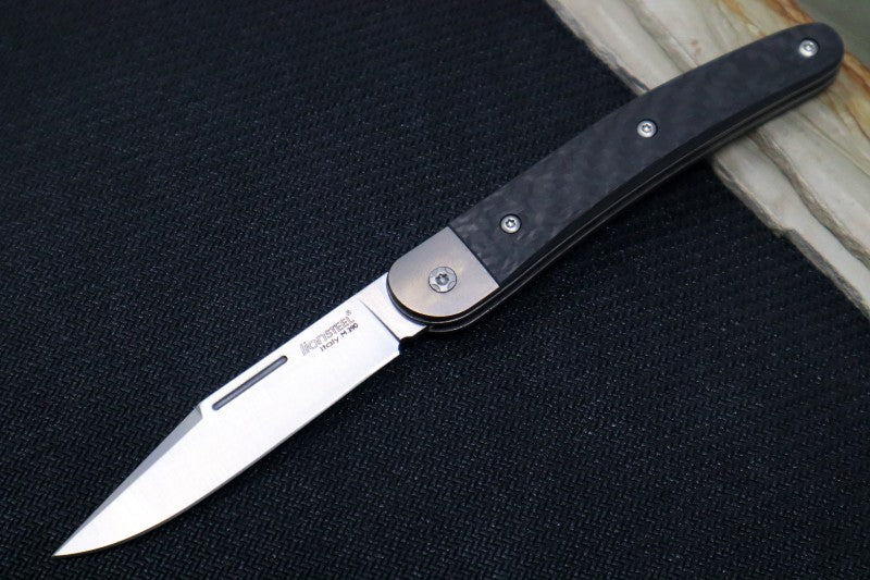 Lionsteel Jack Slip Joint - Black Carbon Fiber Handle / M390 Steel / Clip Point Blade - JK1CF - Northwest Knives