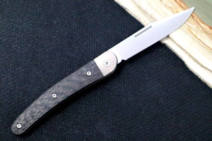 Lionsteel Jack Slip Joint - Black Carbon Fiber Handle / M390 Steel / Clip Point Blade - JK1CF