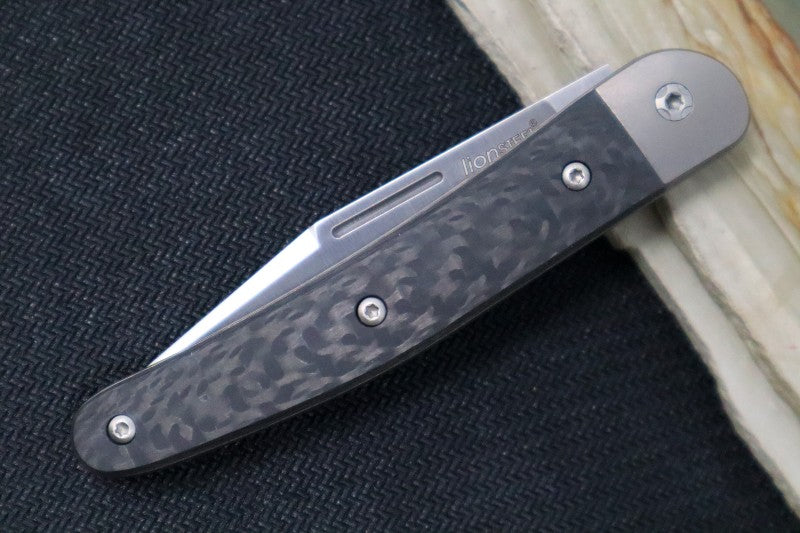 Lionsteel Jack Slip Joint - Black Carbon Fiber Handle / M390 Steel / Clip Point Blade - JK1CF